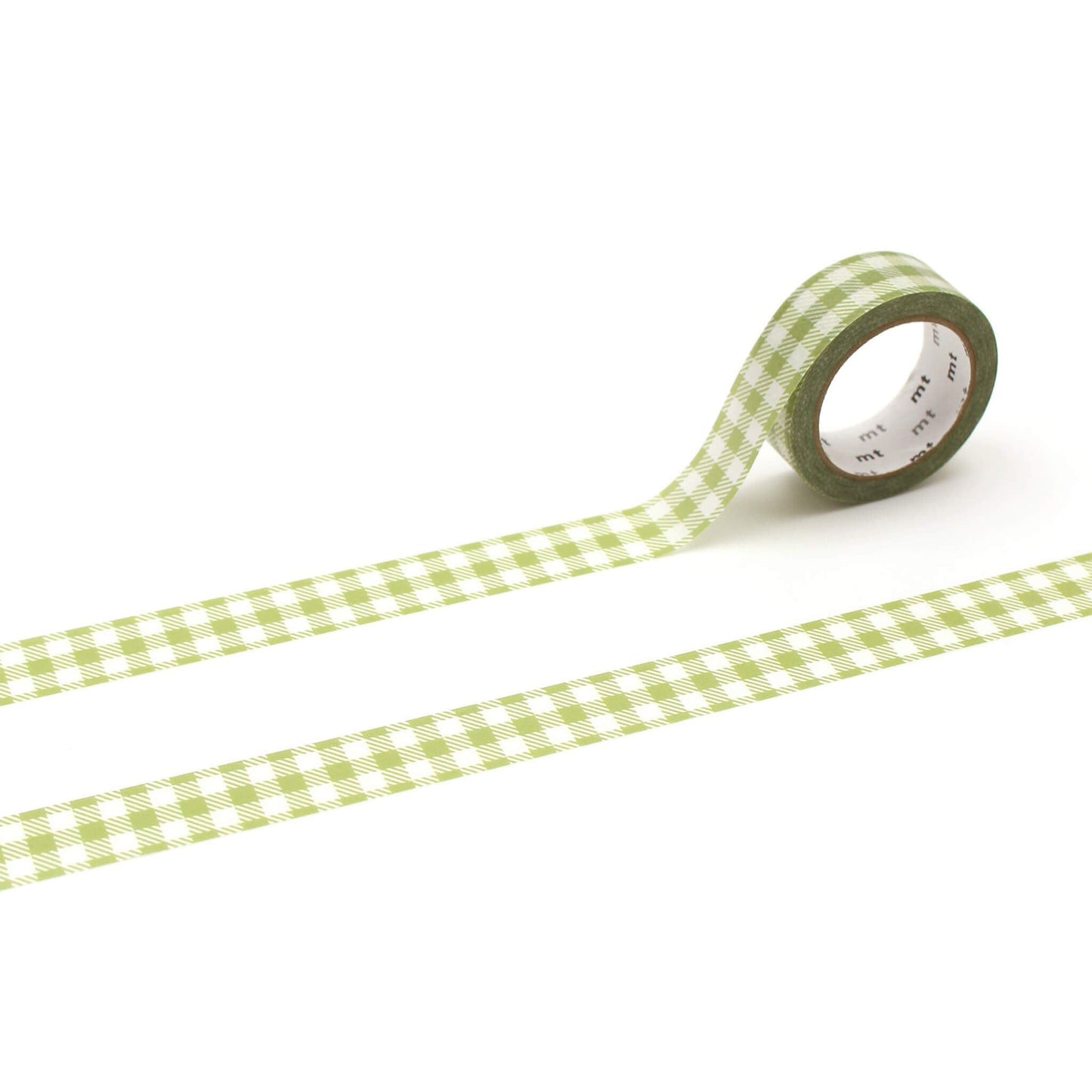 MT Deco Washi Tape 2024 Spring & Summer Collection - Striped Gingham Check Lgith Moss Green - Washi Tapes