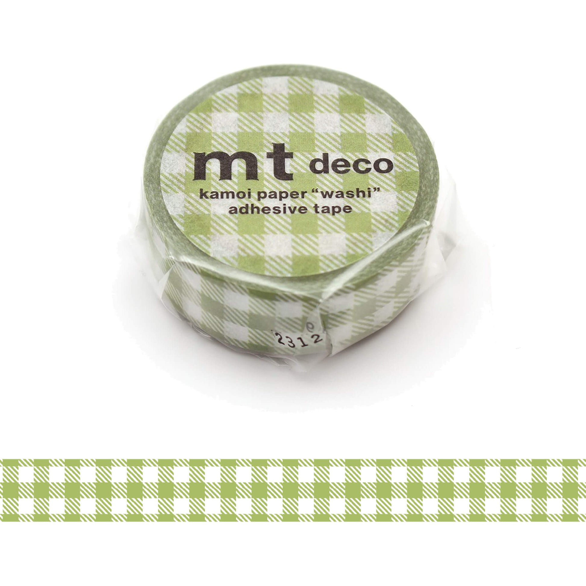 MT Deco Washi Tape 2024 Spring & Summer Collection - Striped Gingham Check Lgith Moss Green - Washi Tapes