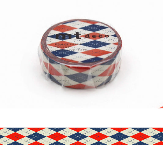 mt deco Washi Tape - Argyle Red [15mm] - Washi Tapes