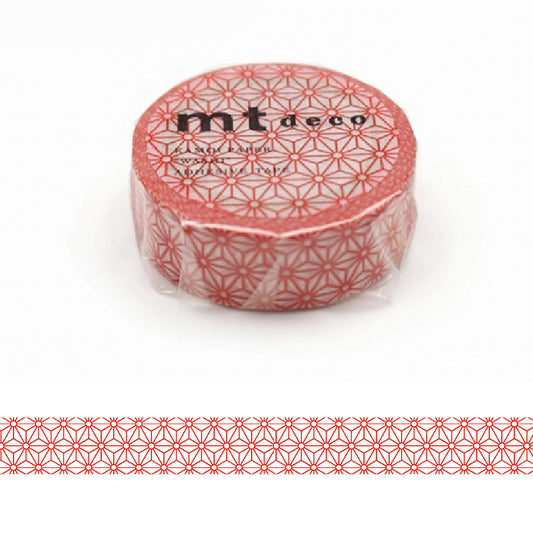 mt deco Washi Tape - Asanoha Pattern - Red [15mm] - Washi Tapes