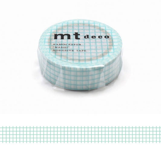 mt deco Washi Tape - Grid - Mint Blue [15mm] - Washi Tapes