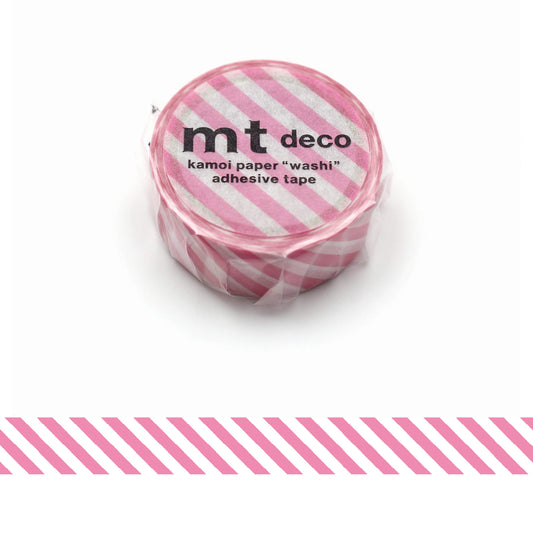mt deco Washi Tape - Stripe - Aurora Pink [15mm] - Washi Tapes