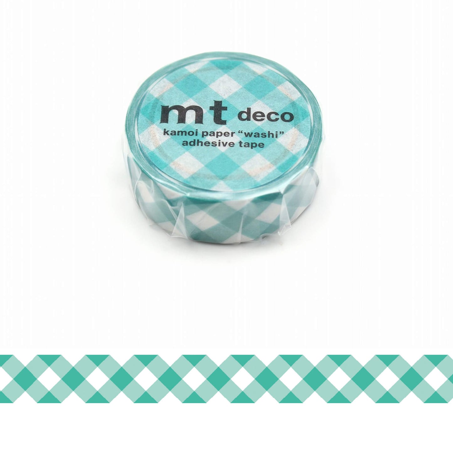 mt deco Washi Tape - Wide Gingham Check - Green [15mm] - Washi Tapes