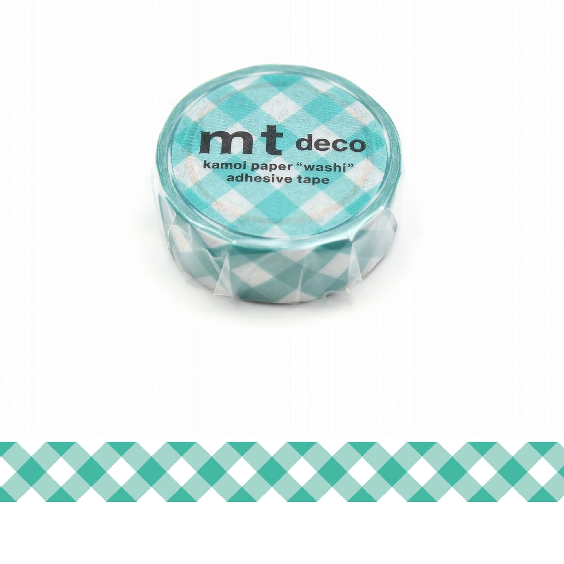mt deco Washi Tape - Wide Gingham Check - Green [15mm] - Washi Tapes