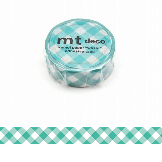 mt deco Washi Tape - Wide Gingham Check - Green [15mm] - Washi Tapes