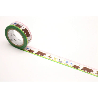 mt ex Washi Tape - Animals Waking Up from Hibernation [15mm] - Washi Tapes