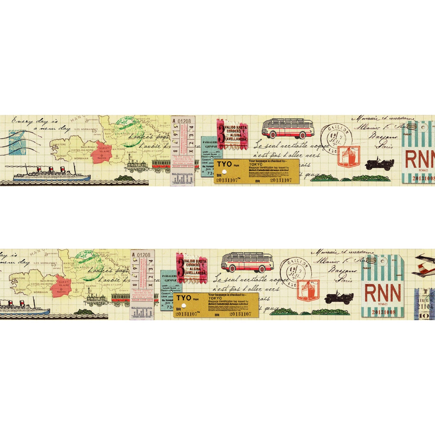 MT ex Washi Tape - Travel Way [30mm Width] - Washi Tapes