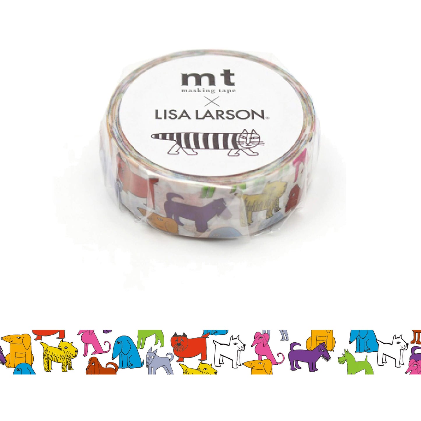 MT × Lisa Larson Washi Tape - Colorful Dog [15mm Width] - Washi Tapes