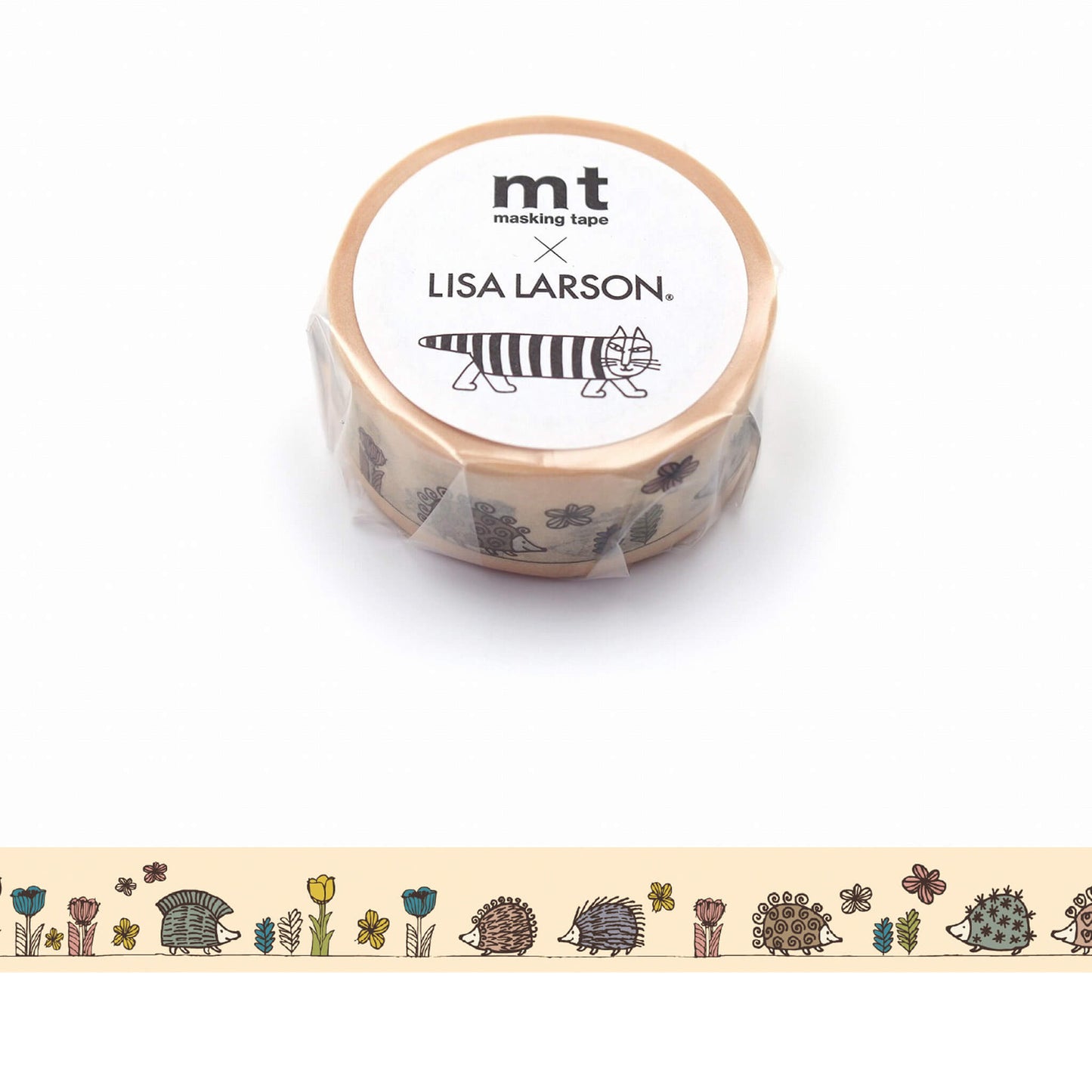 mt × Lisa Larson Washi Tape - Hedgehog Garden [18mm] - Washi Tapes