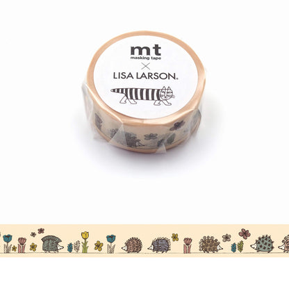 mt × Lisa Larson Washi Tape - Hedgehog Garden [18mm] - Washi Tapes