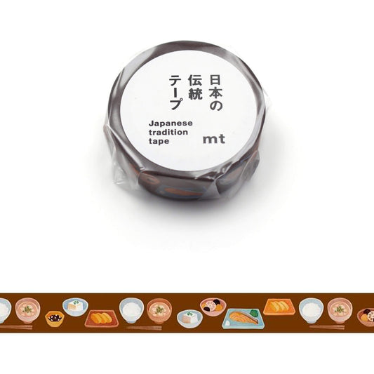mt × Maruichikyu Washi Tape - Japanese Tradition - Washoku [15mm] - Washi Tapes