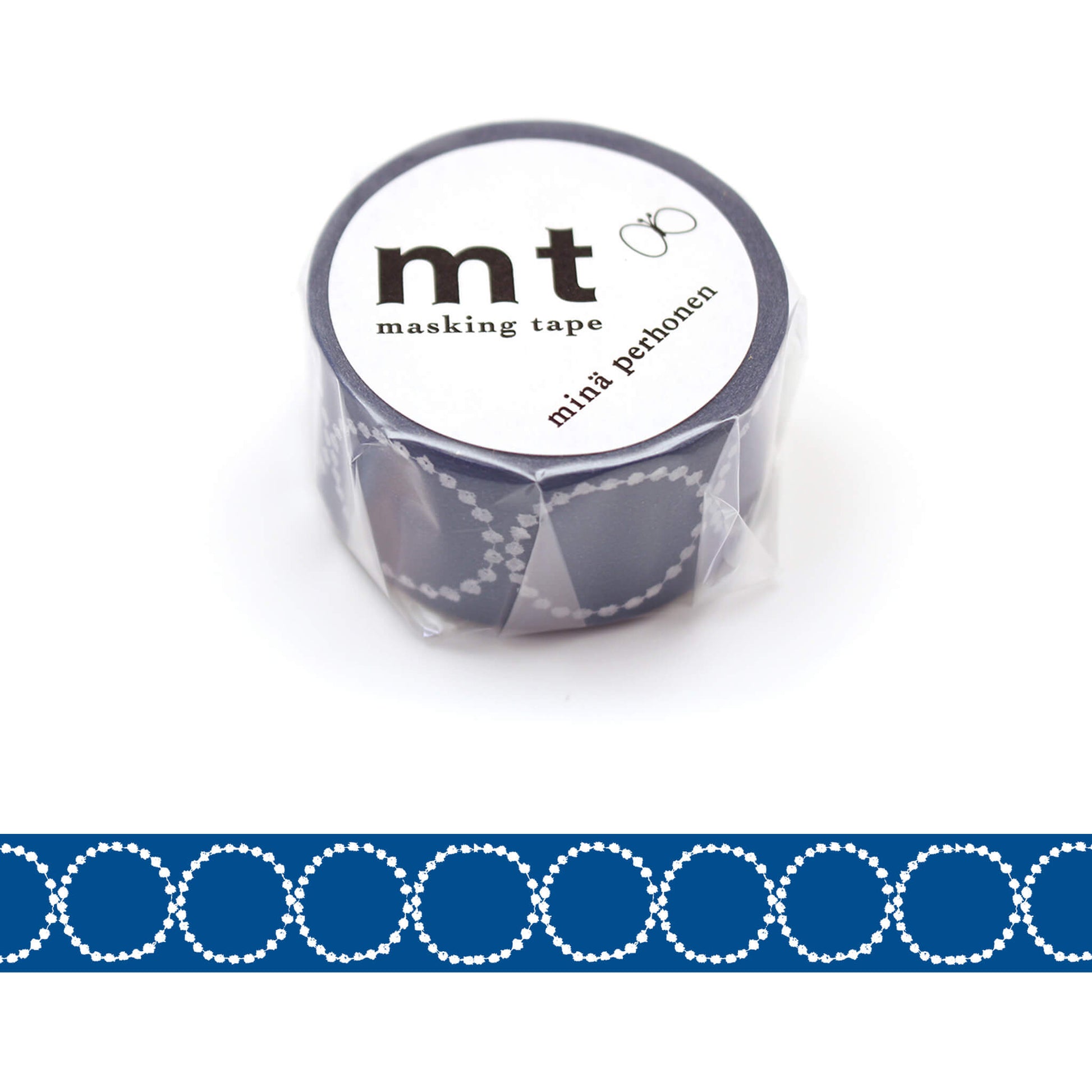 mt × minä perhonen Washi Tape - Tambourine Petit Navy [25mm] - Washi Tapes