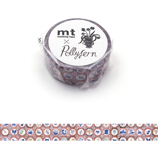 mt × Polly Fern Washi Tape - Tile [15mm] - Washi Tapes