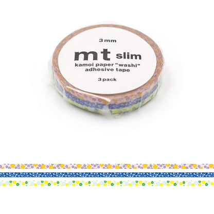 mt slim 3mm Washi Tape Set of 3 - Flower [3mm] - Washi Tapes