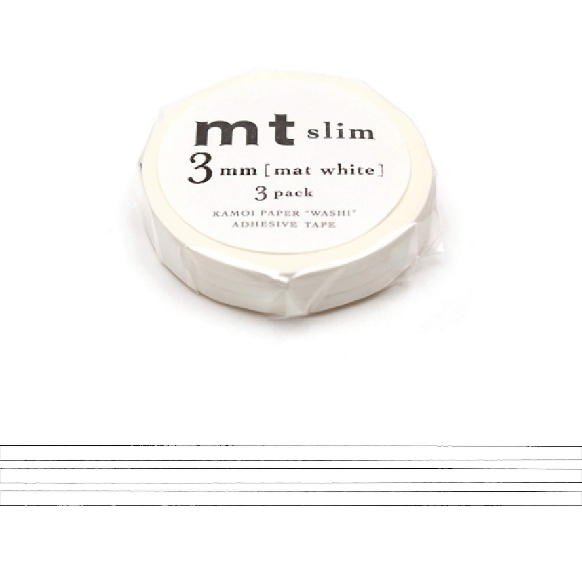 mt slim 3mm Washi Tape Set of 3 - Matte White [3mm] - Washi Tapes