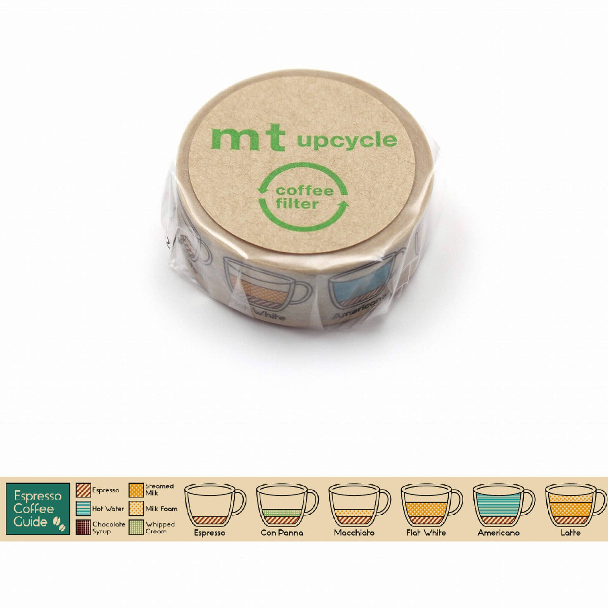 mt upcycle Washi Tape - Espresso Coffee Guide [15mm] - Washi Tapes