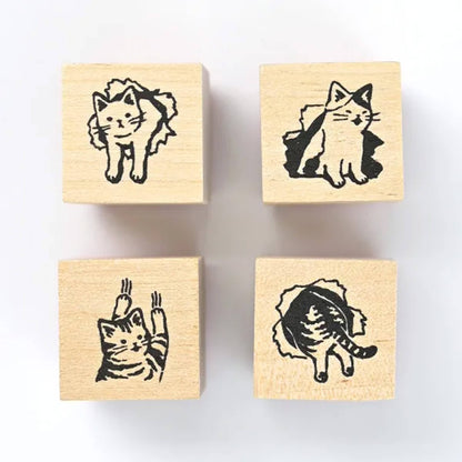 NB Wooden Stamp Mischief in the Margin - Cat - Rubber Stamps