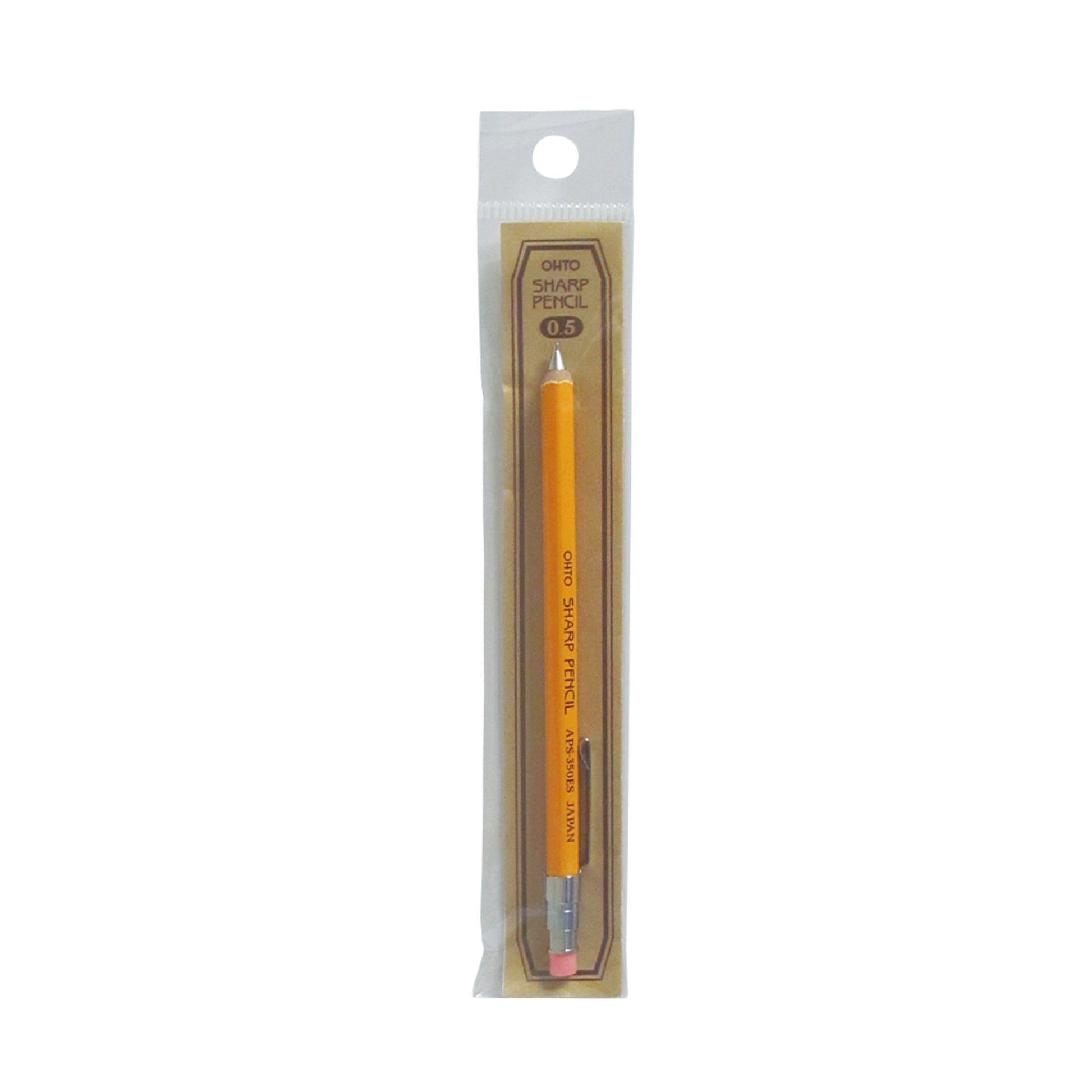 OHTO Mini Wooden Mechanical Pencil With Eraser - Yellow - Mechanical Pencils