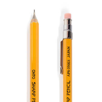 OHTO Mini Wooden Mechanical Pencil With Eraser - Yellow - Mechanical Pencils