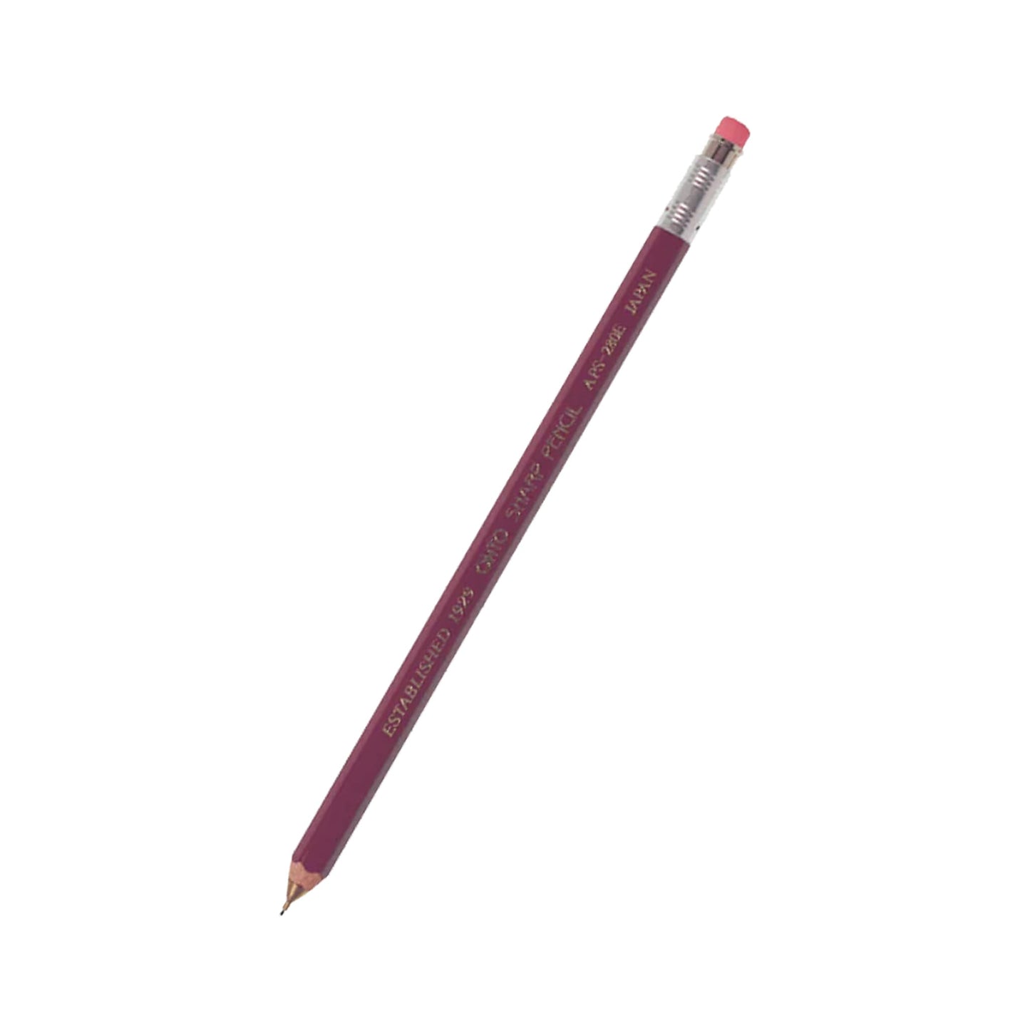 OHTO Wooden Mechanical Pencil With Eraser - Burgundy - Mechanical Pencils