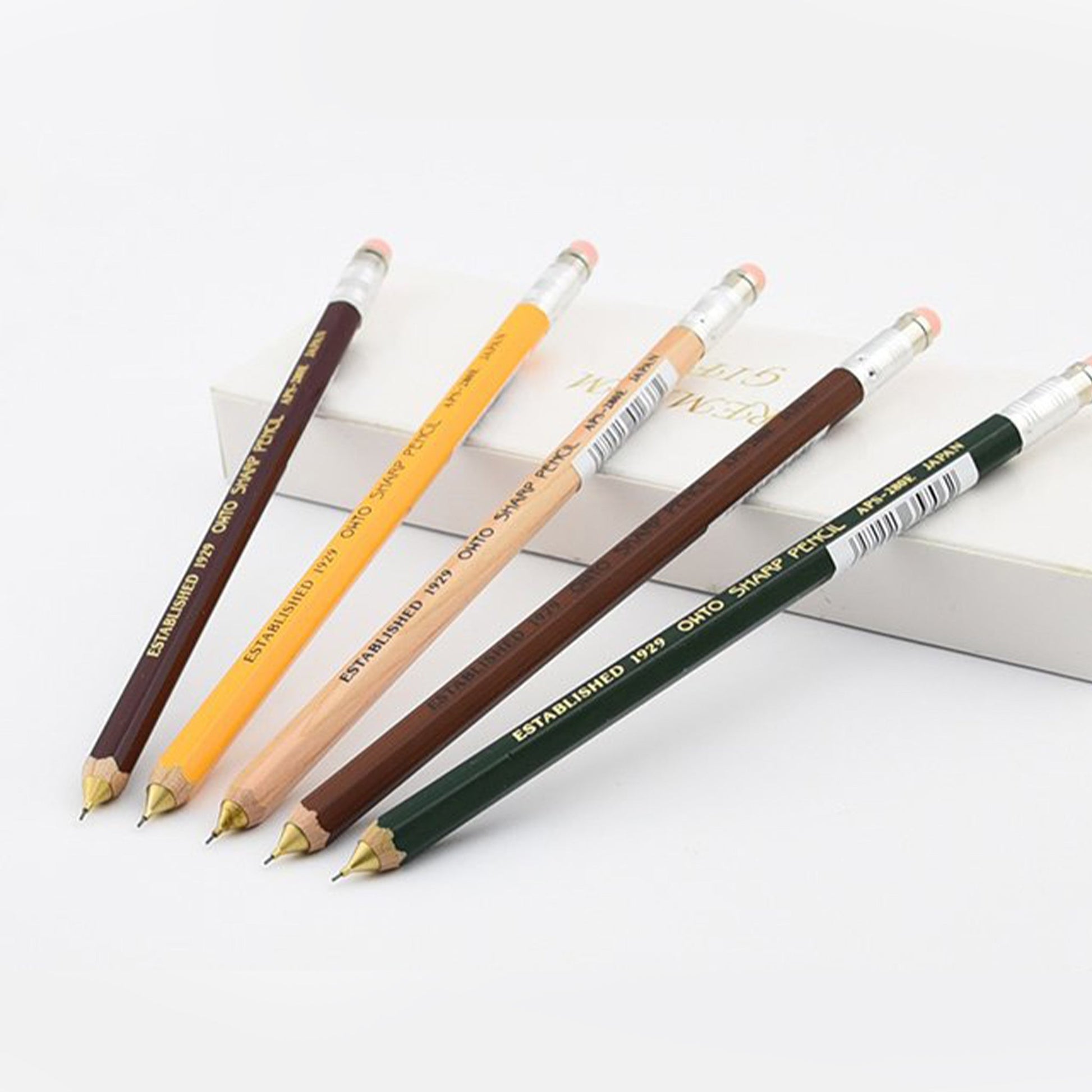 OHTO Wooden Mechanical Pencil With Eraser - Yellow - Mechanical Pencils