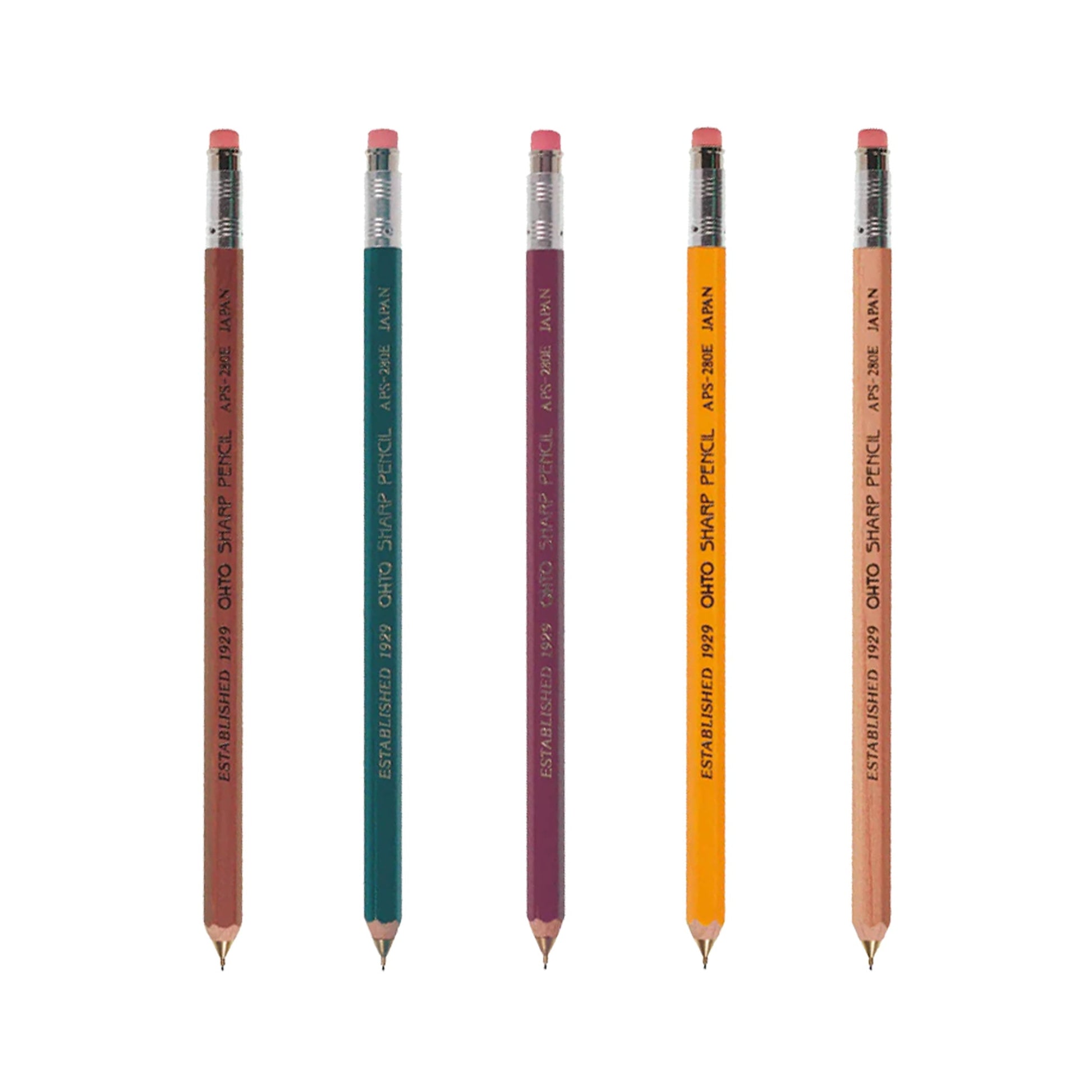 OHTO Wooden Mechanical Pencil With Eraser - Yellow - Mechanical Pencils