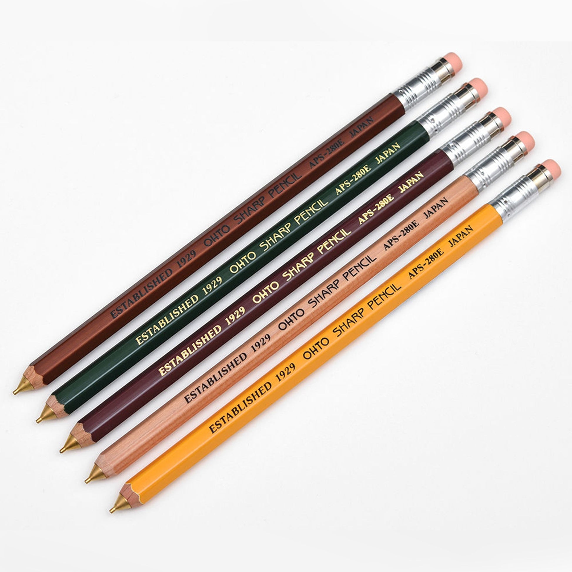 OHTO Wooden Mechanical Pencil With Eraser - Yellow - Mechanical Pencils