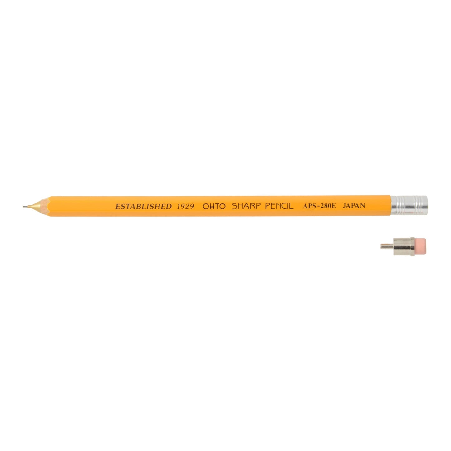 OHTO Wooden Mechanical Pencil With Eraser - Yellow - Mechanical Pencils