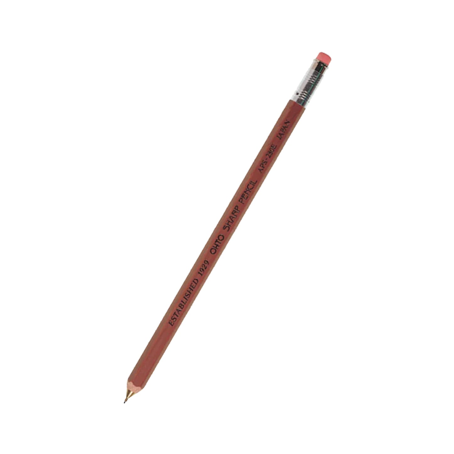 OHTO Wooden Mechanical Pencil With Eraser - Brown - Mechanical Pencils