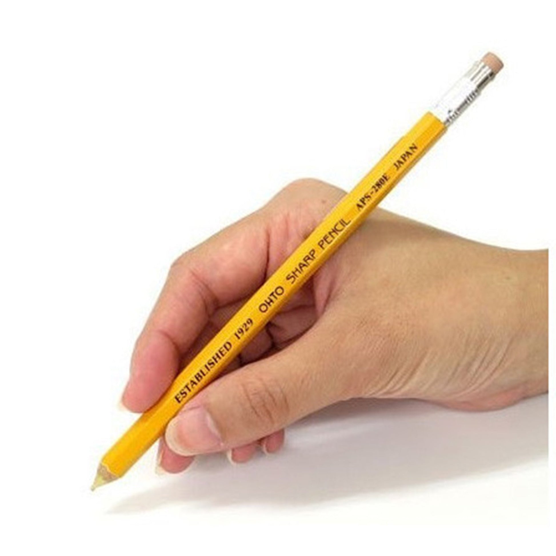 OHTO Wooden Mechanical Pencil With Eraser - Yellow - Mechanical Pencils