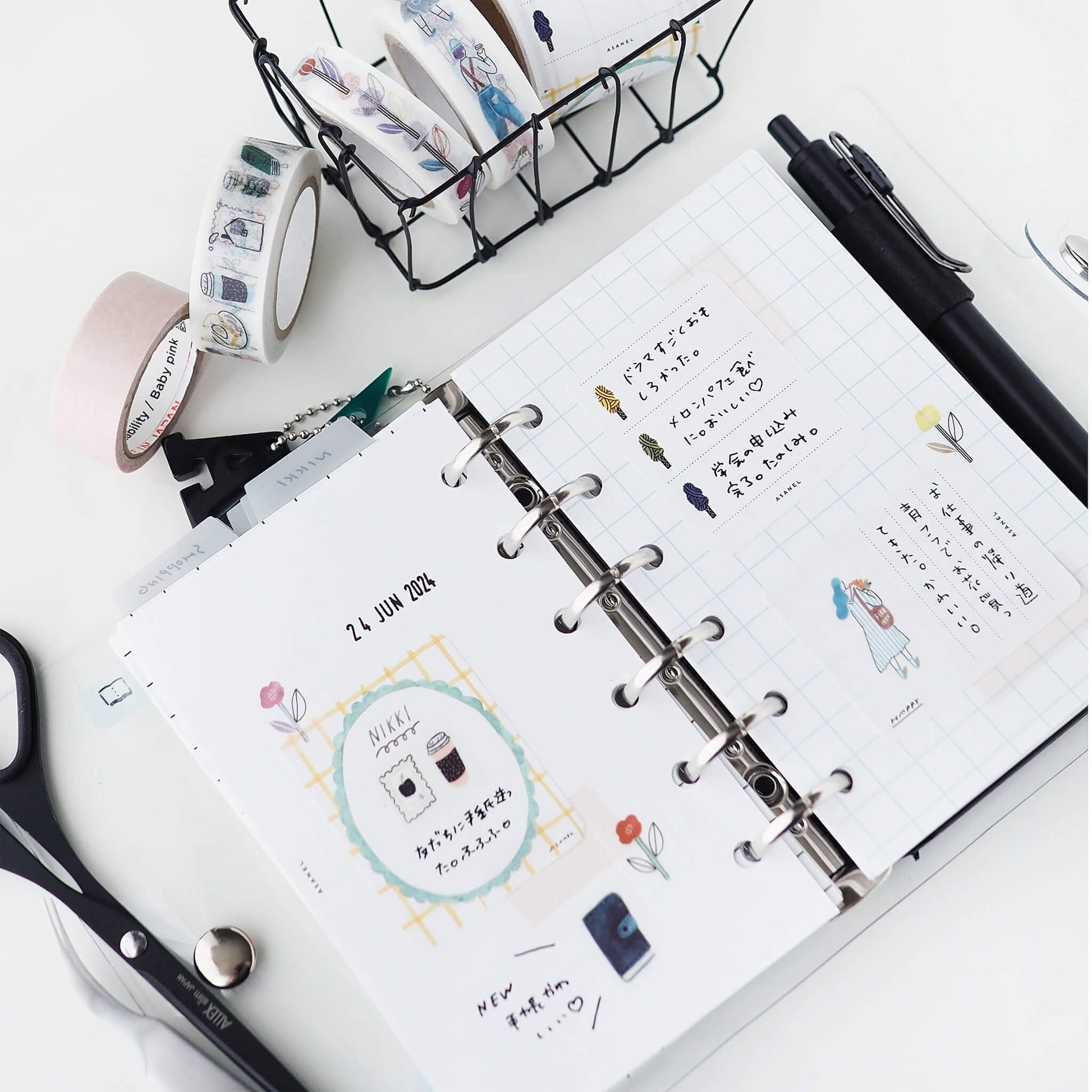 Papier Platz × ASANEL Roll Sticky Notes - Enjoying Journals - Sticky Notes