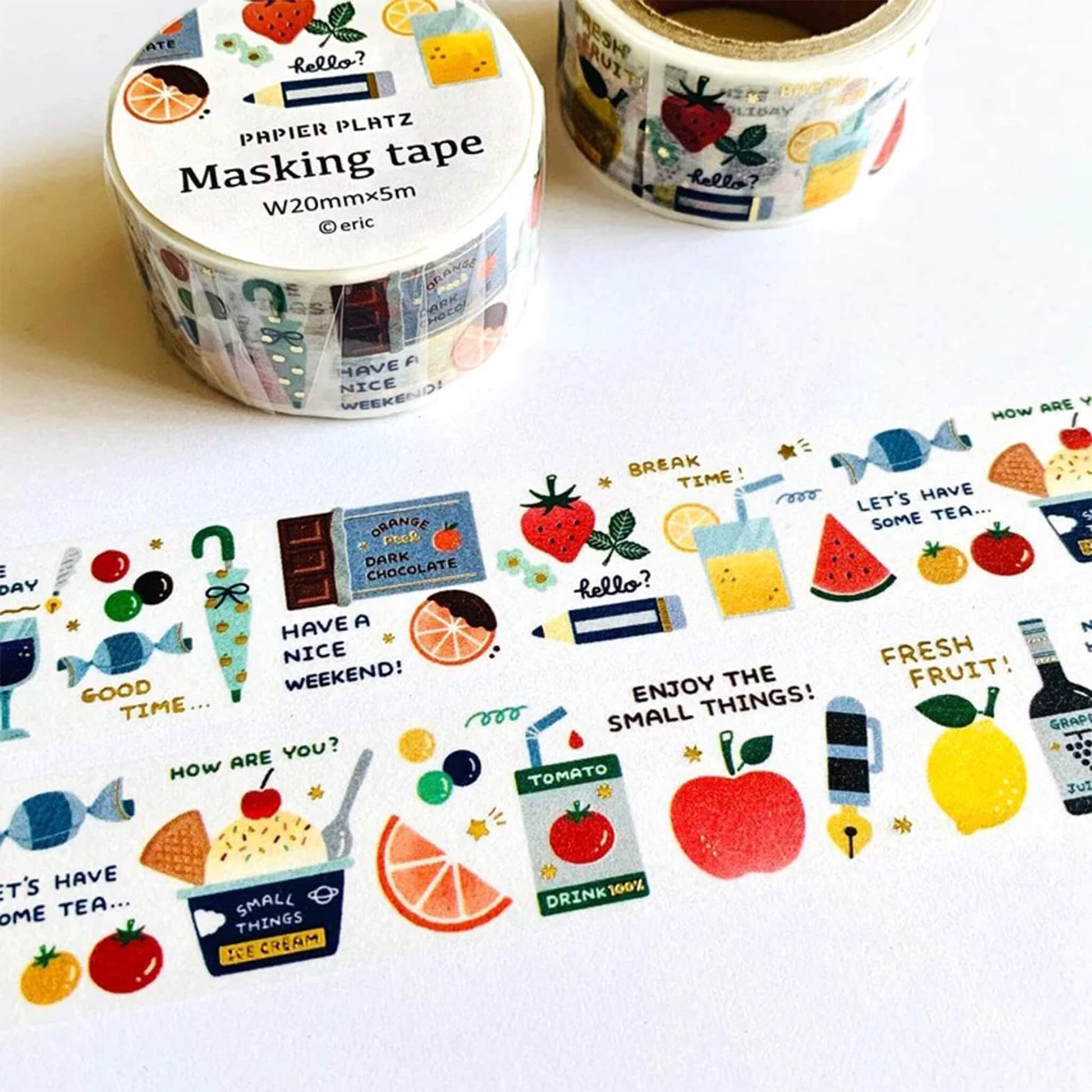 Papier Platz × Eric Gold Foil Washi Tape - Fruit - Washi Tapes
