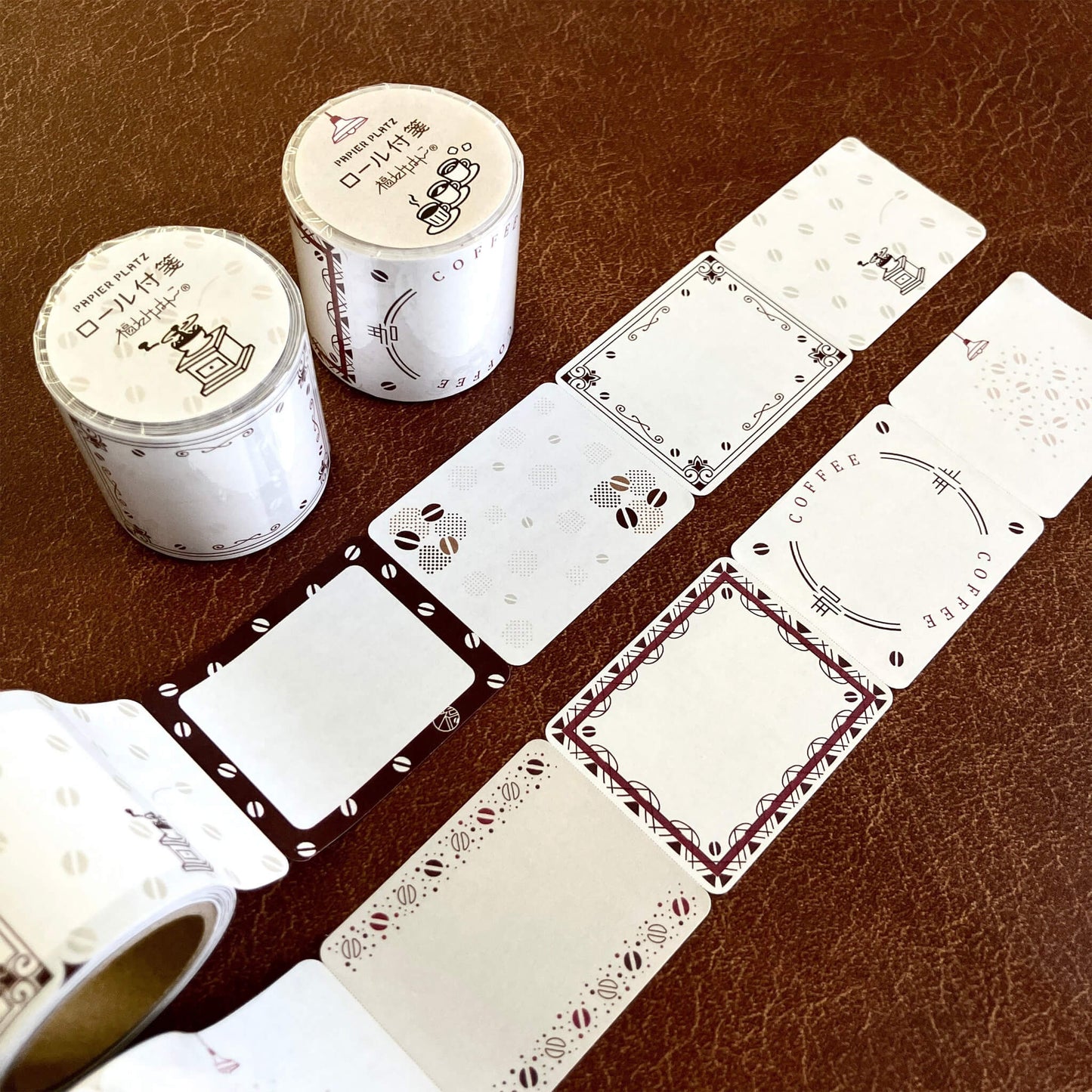 Papier Platz × Fukuwake Hanko Roll Sticky Notes - Coffee Beans and Grinder - Sticky Notes