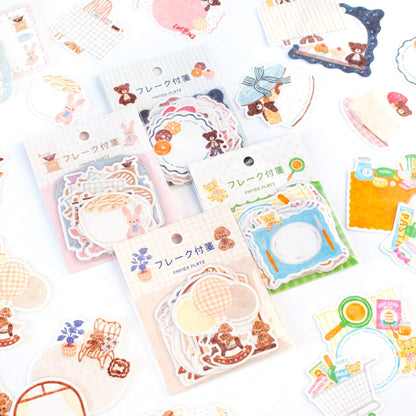 Papier Platz × Nakauchi Waka Flake Sticky Notes - Bear & Sweets - Sticky Notes