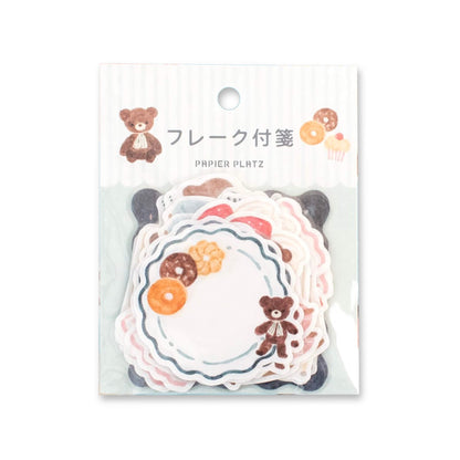 Papier Platz × Nakauchi Waka Flake Sticky Notes - Bear & Sweets - Sticky Notes
