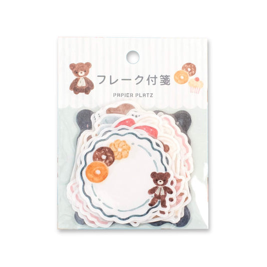 Papier Platz × Nakauchi Waka Flake Sticky Notes - Bear & Sweets - Sticky Notes