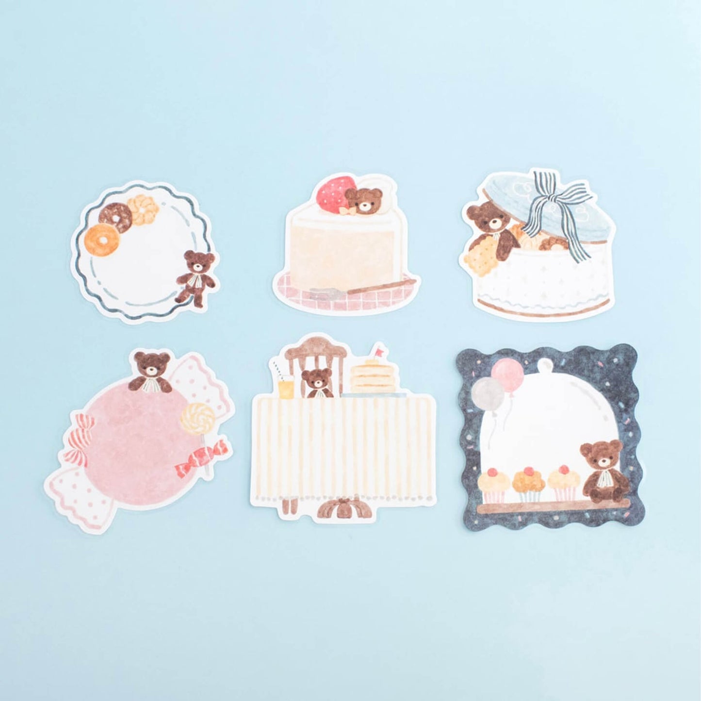 Papier Platz × Nakauchi Waka Flake Sticky Notes - Bear & Sweets - Sticky Notes
