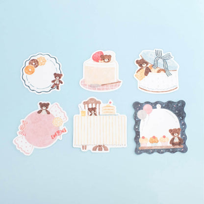 Papier Platz × Nakauchi Waka Flake Sticky Notes - Bear & Sweets - Sticky Notes