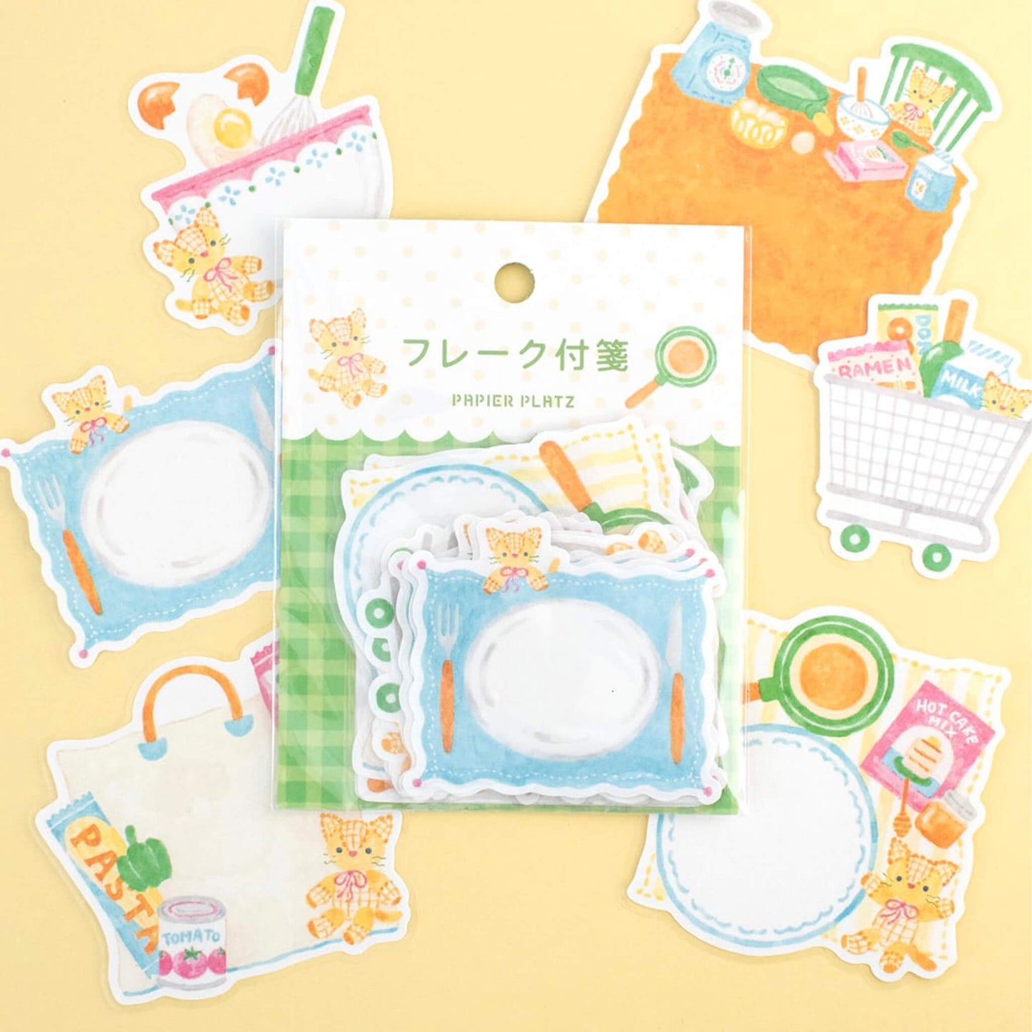 Papier Platz × Nakauchi Waka Flake Sticky Notes - Cat & Kitchen - Sticky Notes