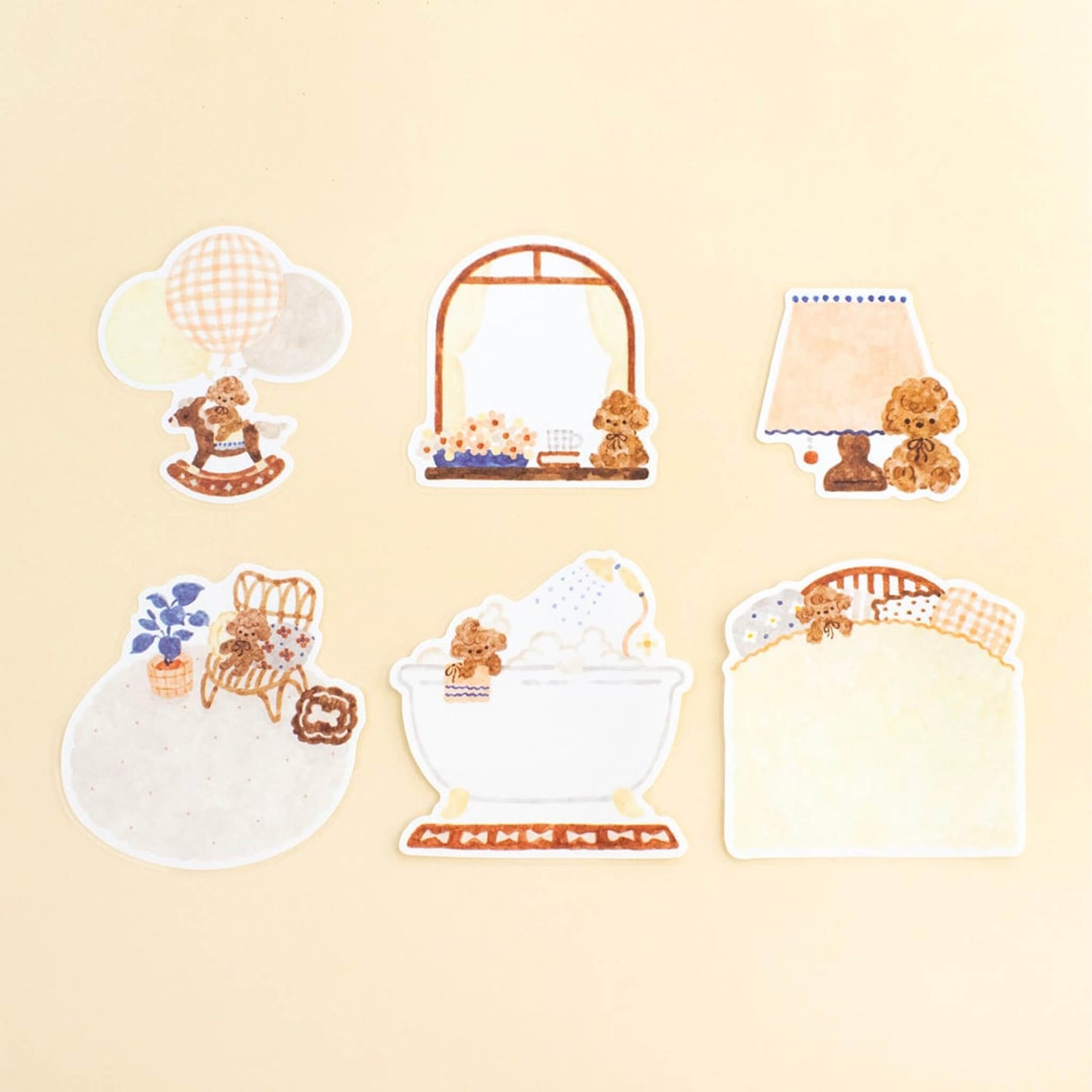 Papier Platz × Nakauchi Waka Flake Sticky Notes - Dog & Interior - Sticky Notes
