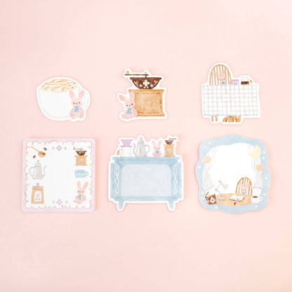 Papier Platz × Nakauchi Waka Flake Sticky Notes - Rabbit & Coffee - Sticky Notes