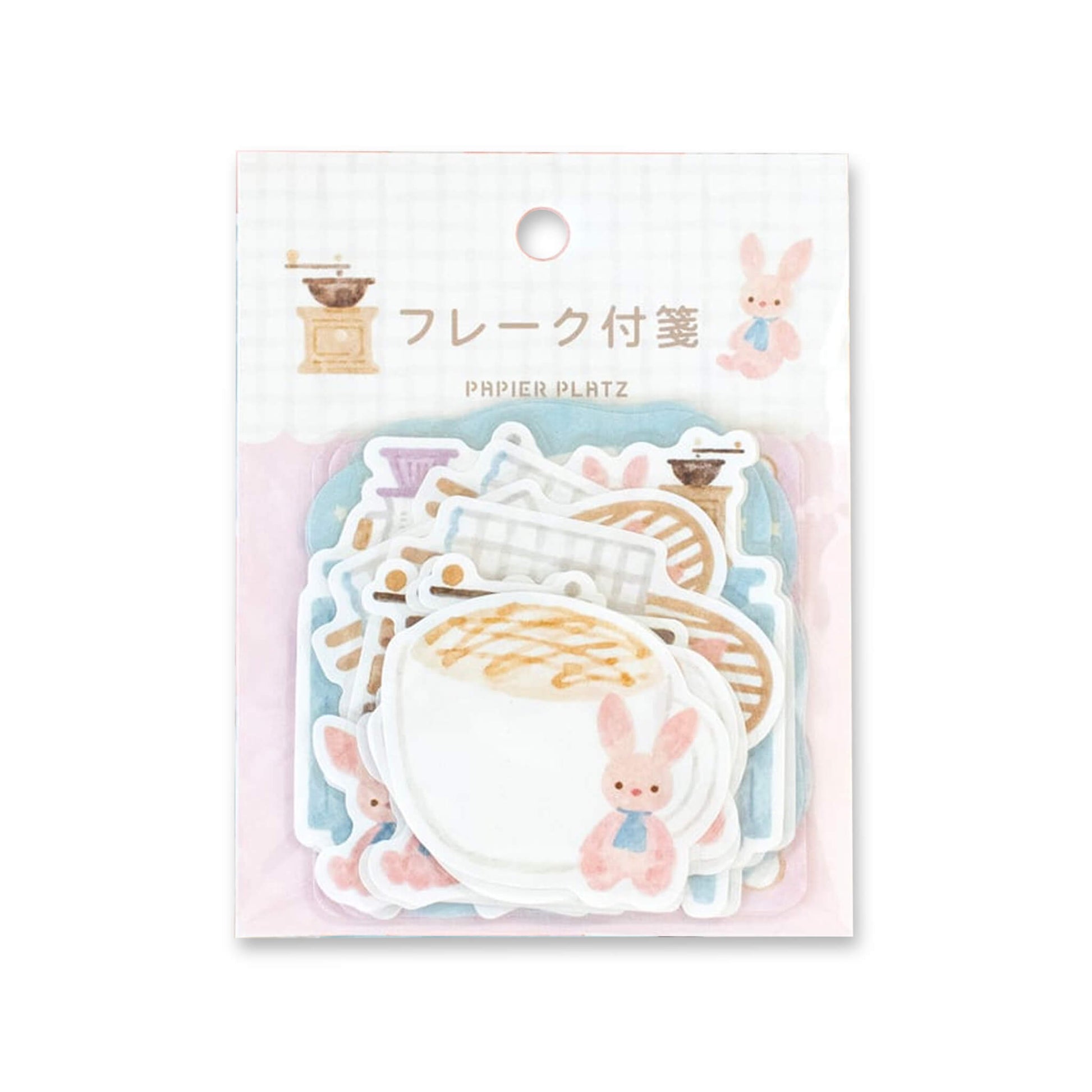 Papier Platz × Nakauchi Waka Flake Sticky Notes - Rabbit & Coffee - Sticky Notes