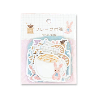 Papier Platz × Nakauchi Waka Flake Sticky Notes - Rabbit & Coffee - Sticky Notes