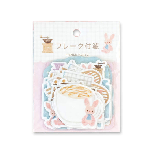 Papier Platz × Nakauchi Waka Flake Sticky Notes - Rabbit & Coffee - Sticky Notes