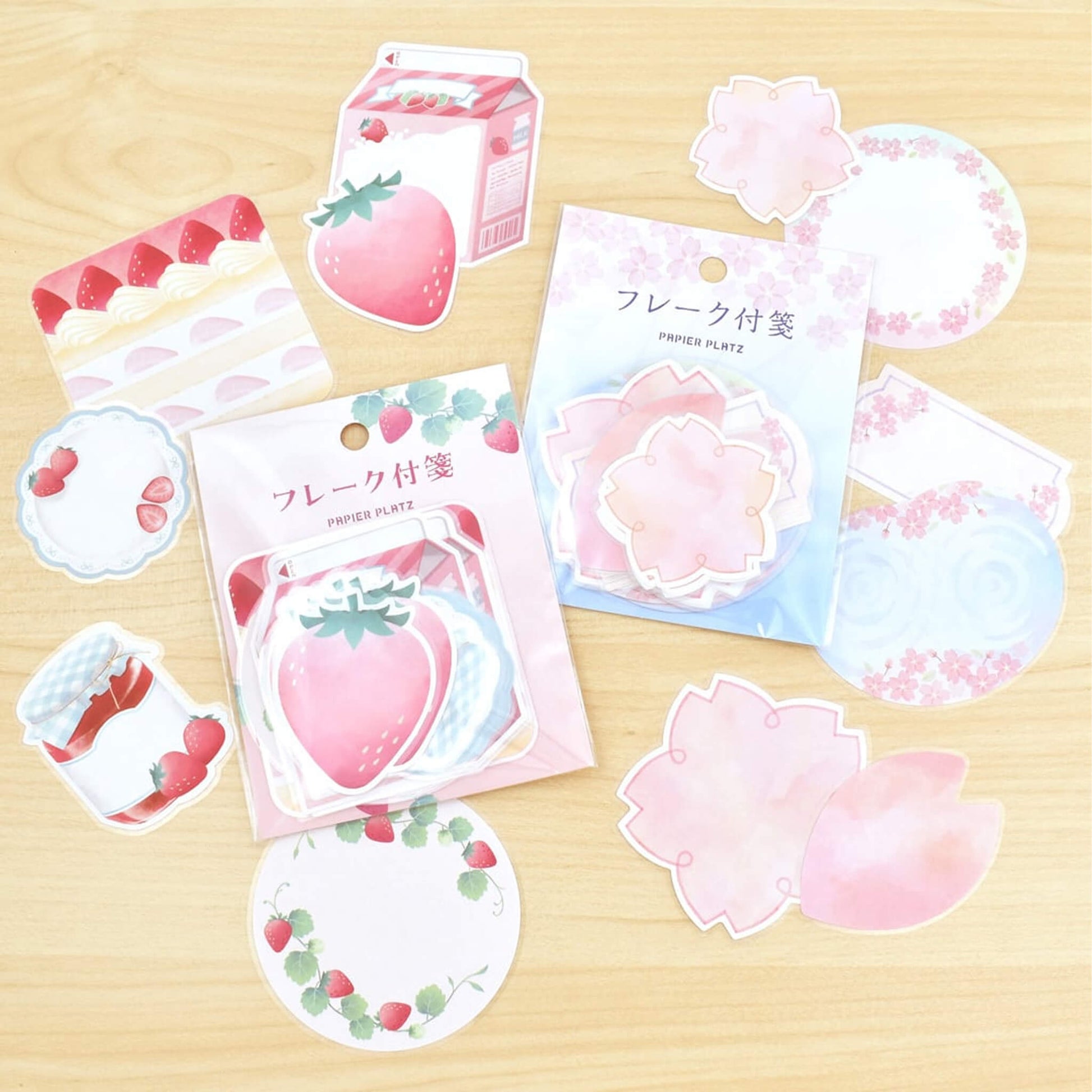 Papier Platz × Natsunoka Flake Sticky Notes - Sakura - Sticky Notes