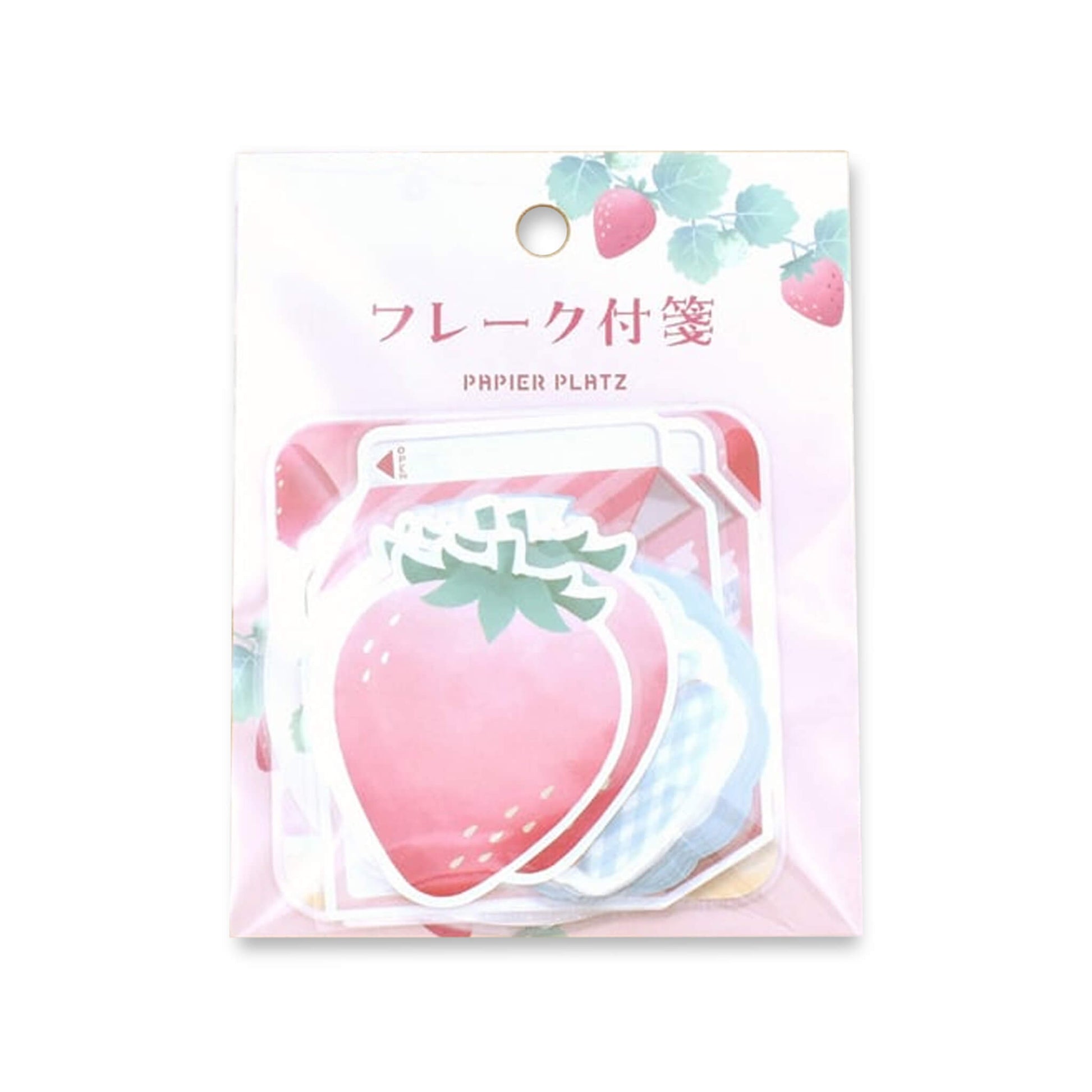Papier Platz × Natsunoka Flake Sticky Notes - Strawberry - Sticky Notes