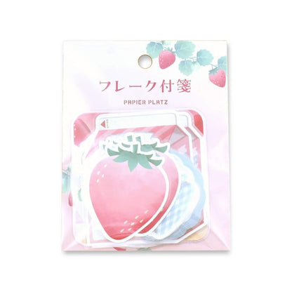 Papier Platz × Natsunoka Flake Sticky Notes - Strawberry - Sticky Notes