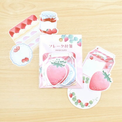 Papier Platz × Natsunoka Flake Sticky Notes - Strawberry - Sticky Notes