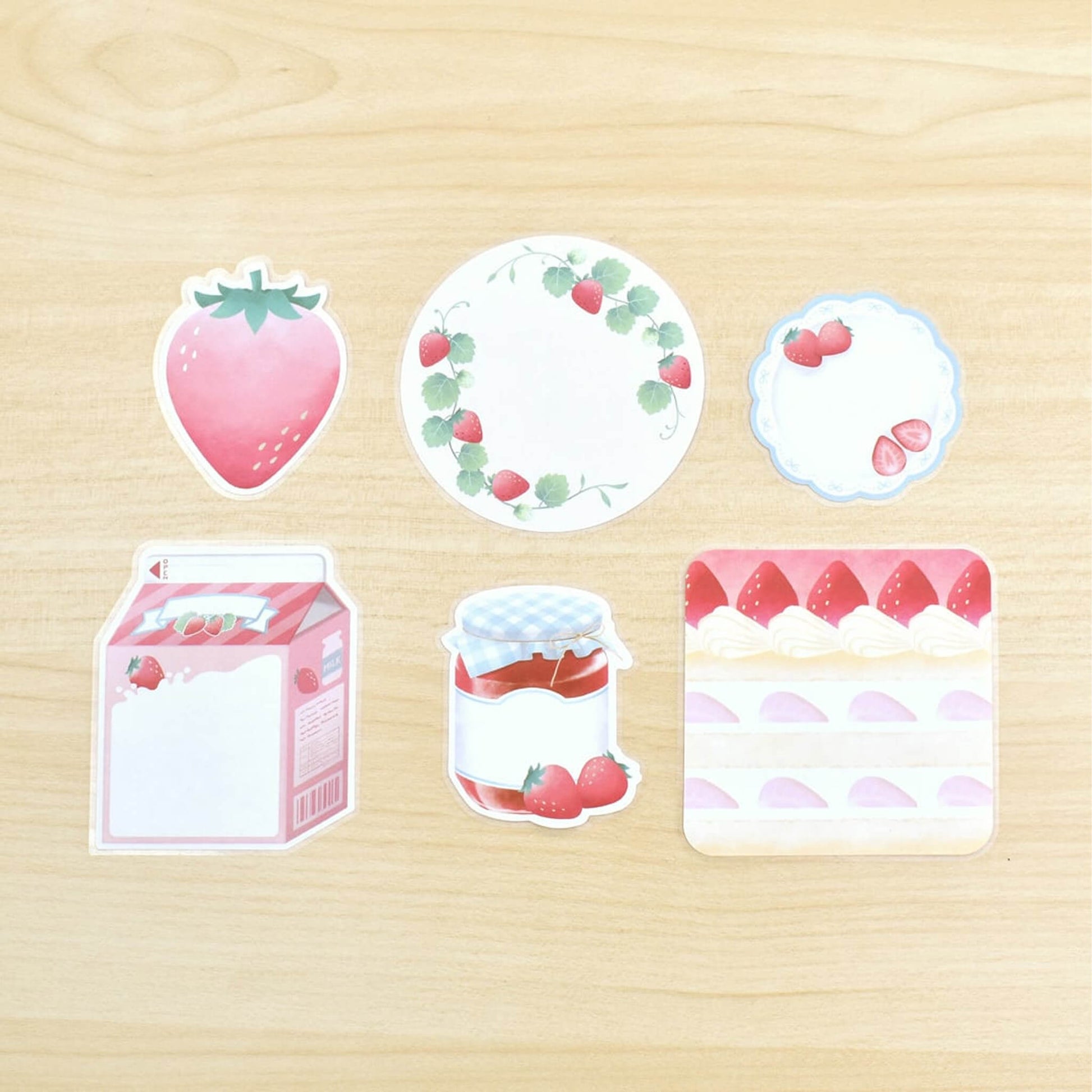 Papier Platz × Natsunoka Flake Sticky Notes - Strawberry - Sticky Notes
