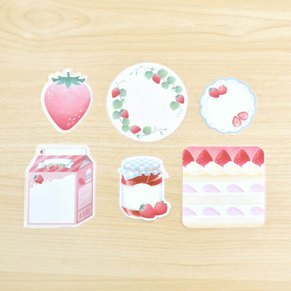 Papier Platz × Natsunoka Flake Sticky Notes - Strawberry - Sticky Notes